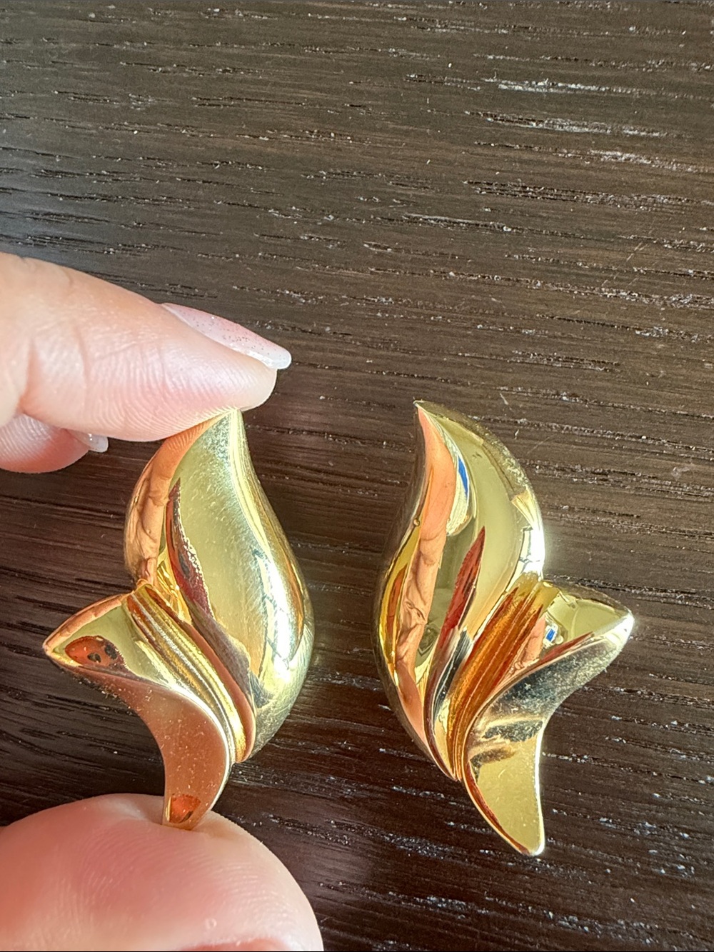Elegant Gold-Tone Leaf Clip-On Earrings - Antique Givenchy